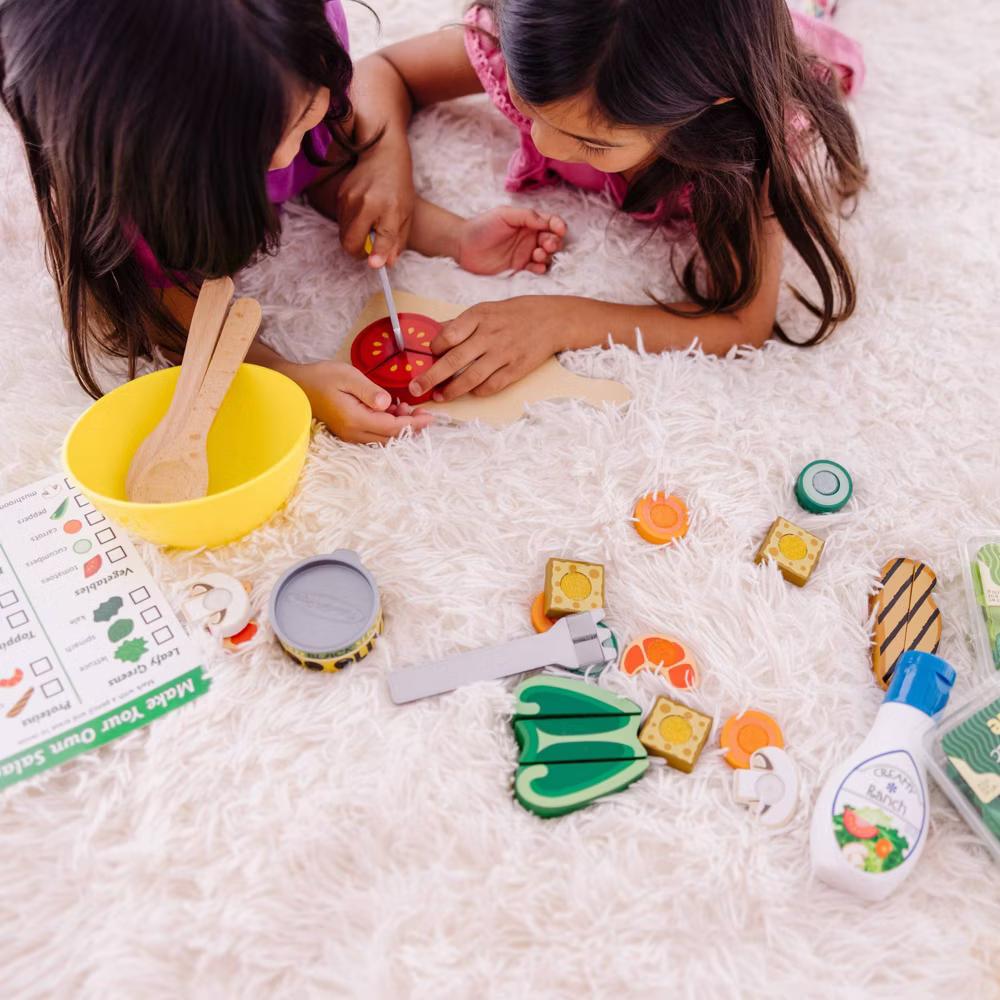 Slice and Toss Salad Play Food Set - 52pc Wooden and Felt - Image 3