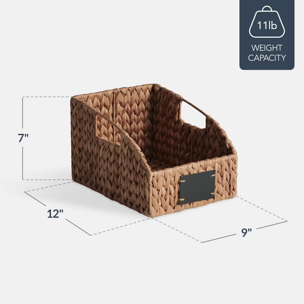 Hyacinth Angled Pantry Storage Baskets W/ Handles, Chalkboard & Marker - Image 5