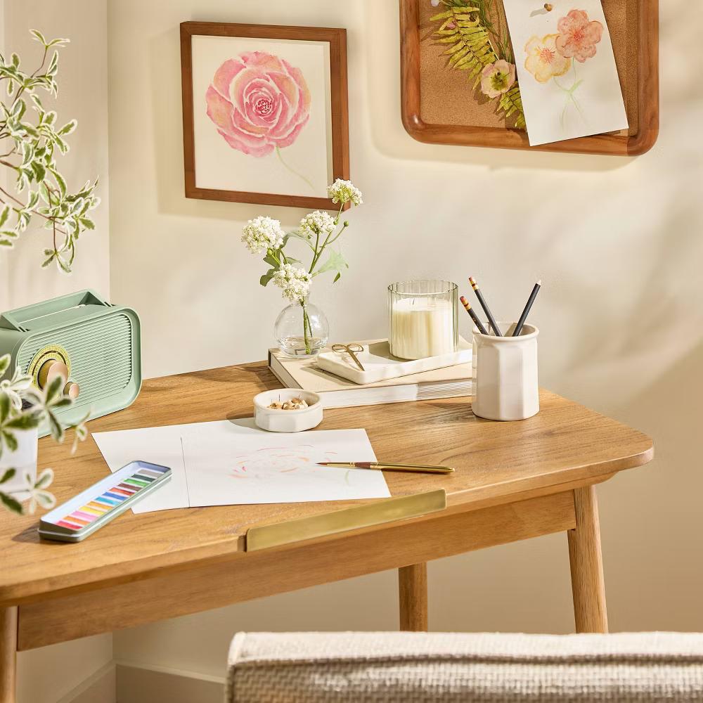 3pc Ceramic Desk Organizer Set Cream - with Magnolia - Image 5
