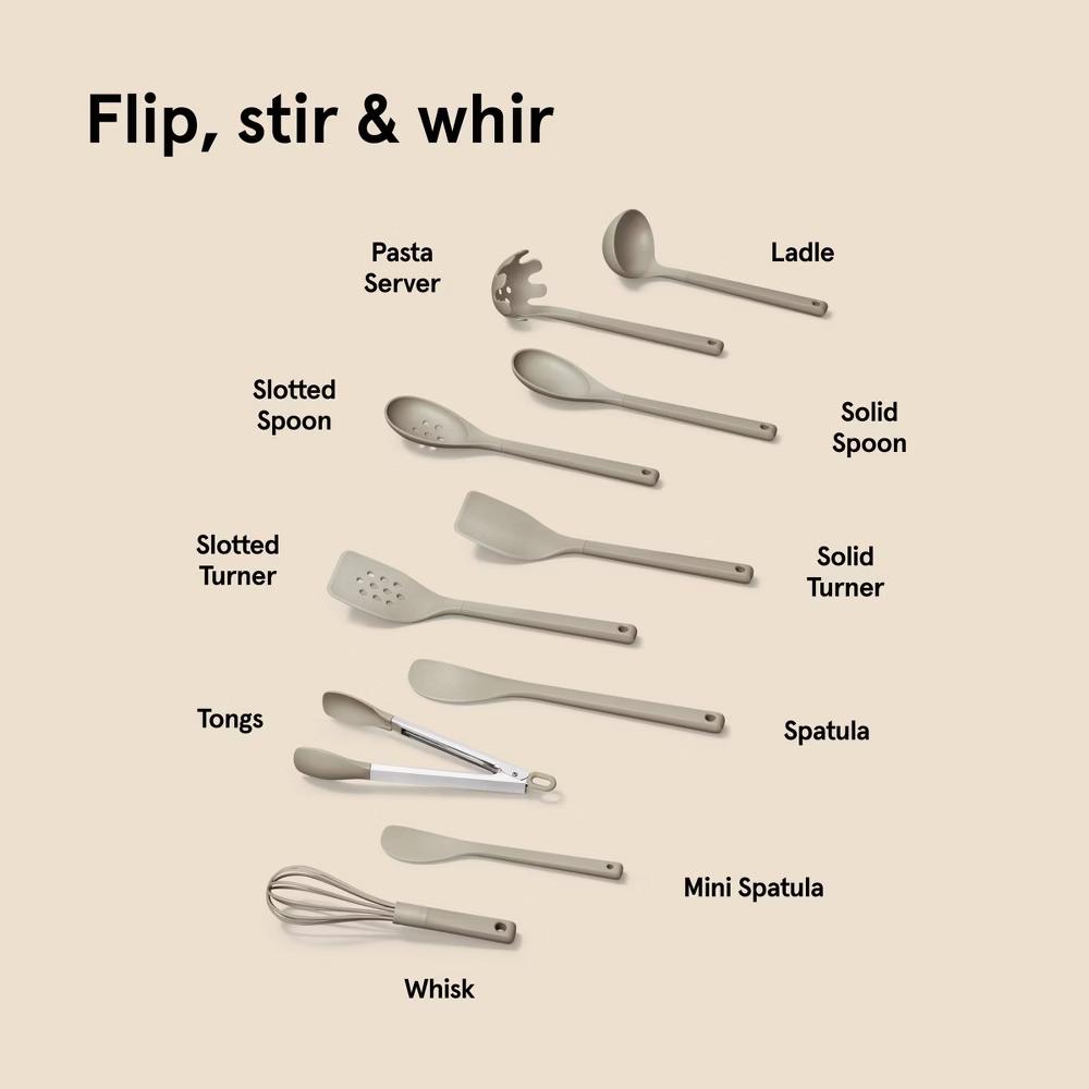 10pc Nylon Kitchen Utensil Set Gray - Image 6