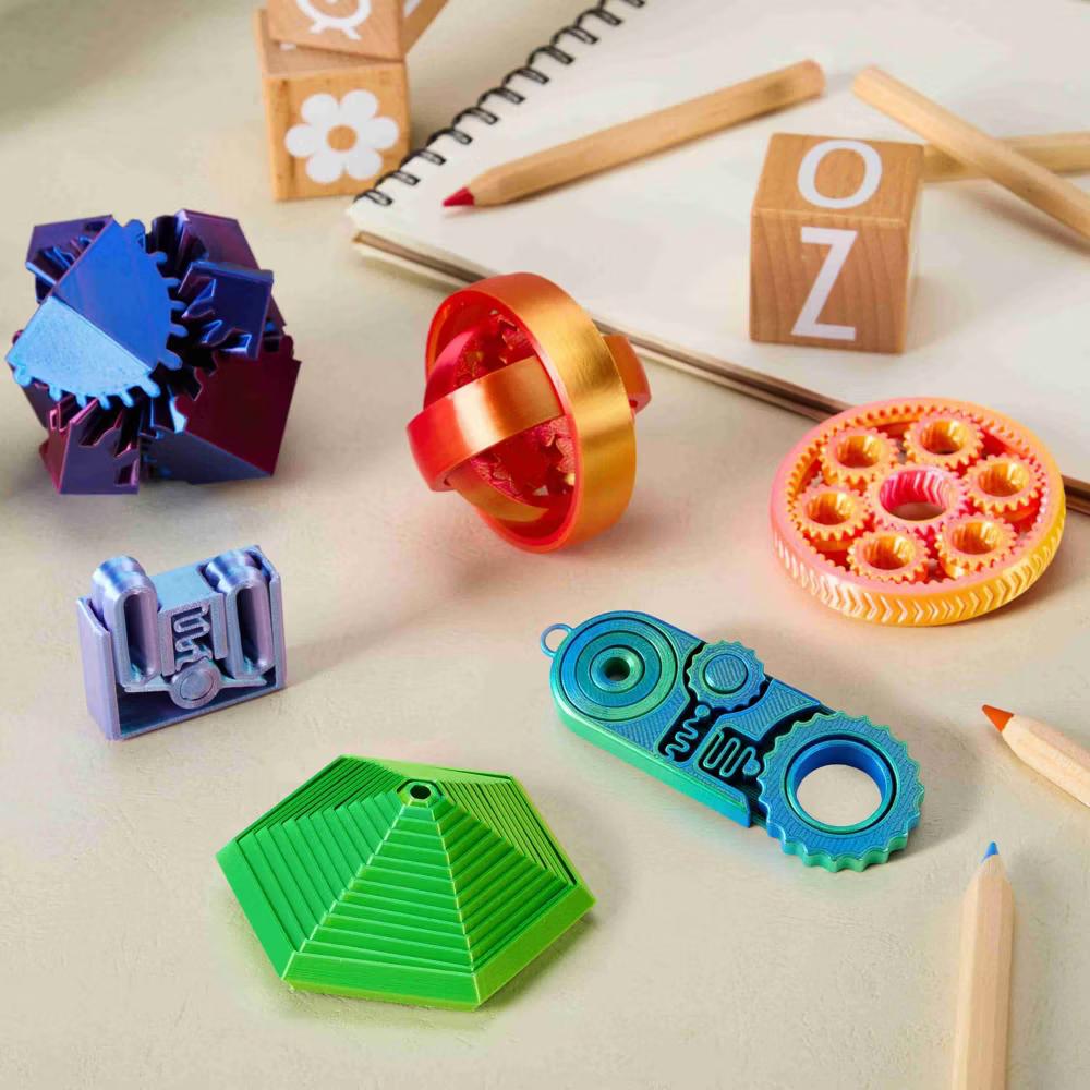 6PCS 3D Printed Fidget Toys Spin Fractal Click Gear Fidget Toy Metallic Color Favors ADHD, Autism, Kids&Adults, Party Favors Desktop Deco Gift - Image 8