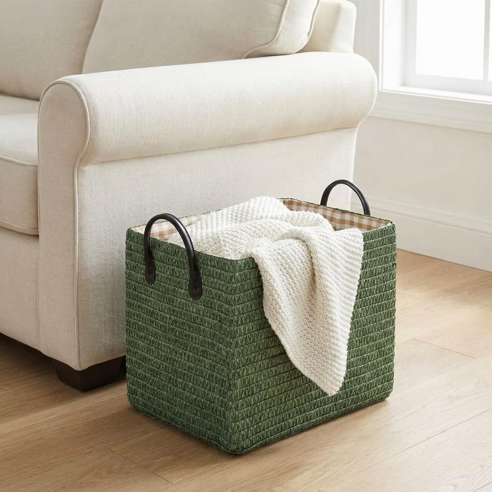 Woven Storage Basket for Clothes Shoes Organizer Bin with Handles - Image 47