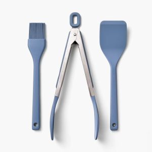 3pc Silicone Mini Turner Basting Brush and Tongs Set