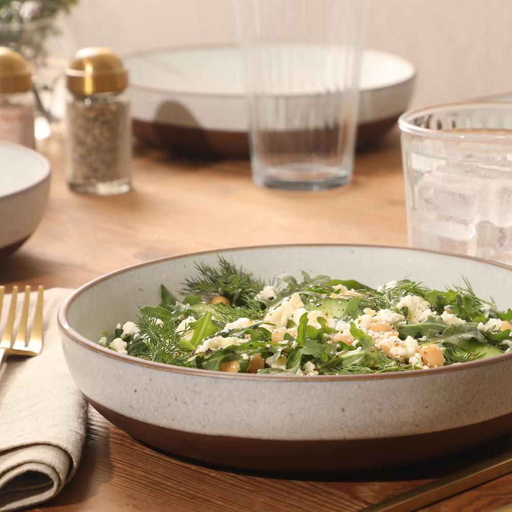 William Crest 4pc 8.5" Stoneware Dinner Bowls, Reactive Glaze, Large Soup/Pasta/Salad, Microwave & Dishwasher Safe - Image 2