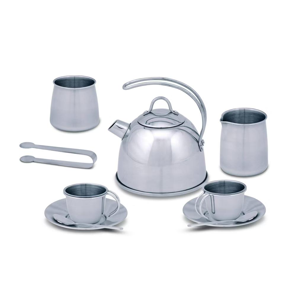 Stainless Steel Pretend Play Tea Set and Storage Rack (11pc) - Image 6
