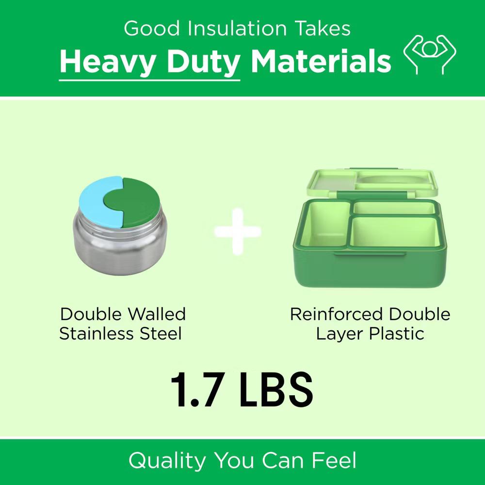 OMIEBox Insulated Bento Lunch Box with Leakproof Thermos Food Jar 3 Compartments - Image 28