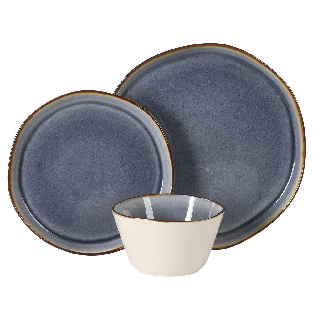 Algeria River Plates and Bowls Sets, 12-Piece Stoneware Dinnerware Sets, Reactive Glaze Dish Set - Image 3