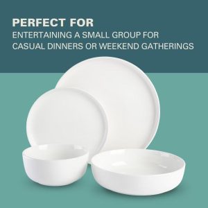 Oslo 16-Piece Porcelain Plates and Bowls Dinnerware Set