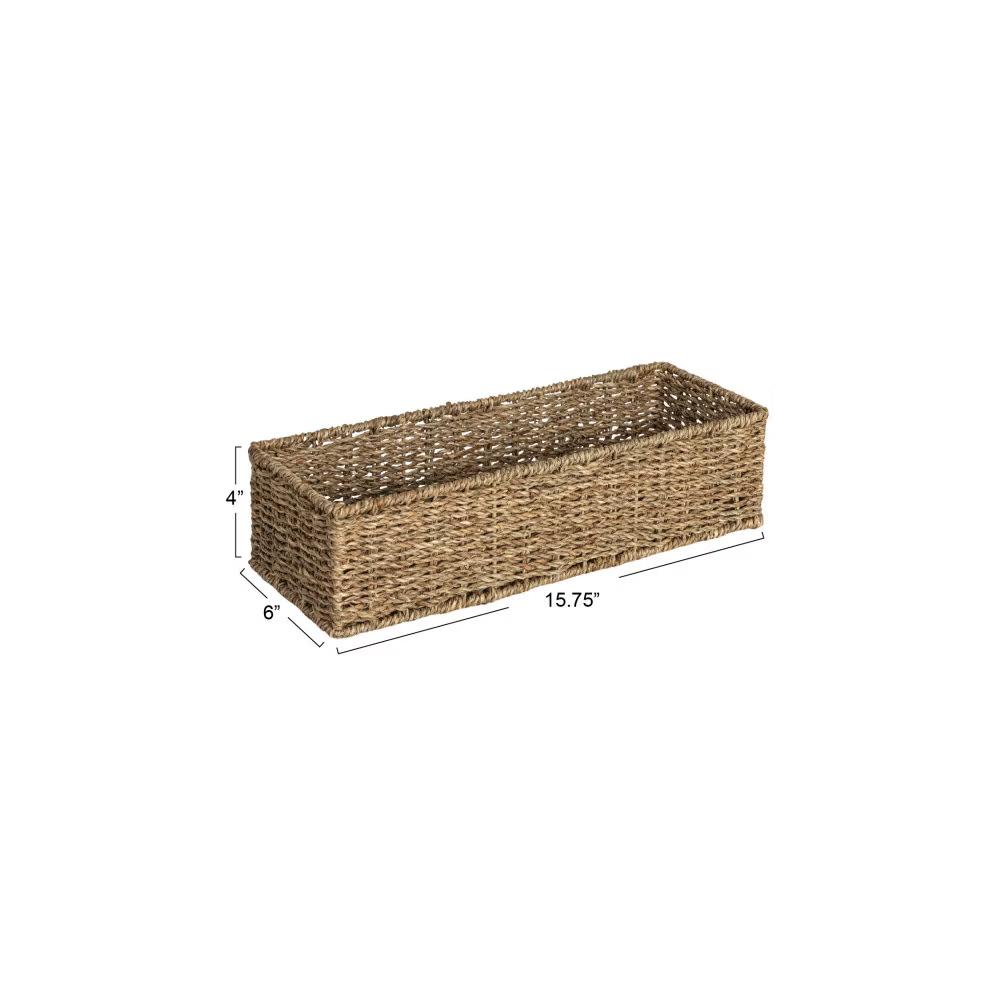 Handwoven Seagrass Rectangular Storage Basket - Image 13