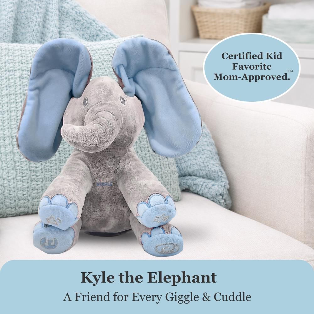 Dimple Kyle Peek-a-Boo Elephant Plush Toy with Music and Flapping Ears - Blue, 3M+ - Image 5