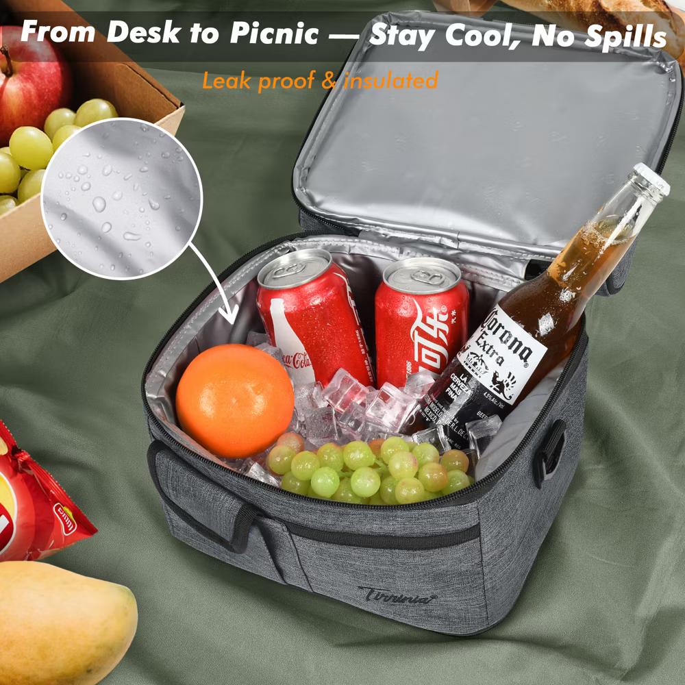 Dual Compartment Insulated Lunch Bag, Leakproof Lunch Tote with Front Pocket, Insulated Lunch Cooler Bag with Back Mesh Pocket - Image 30