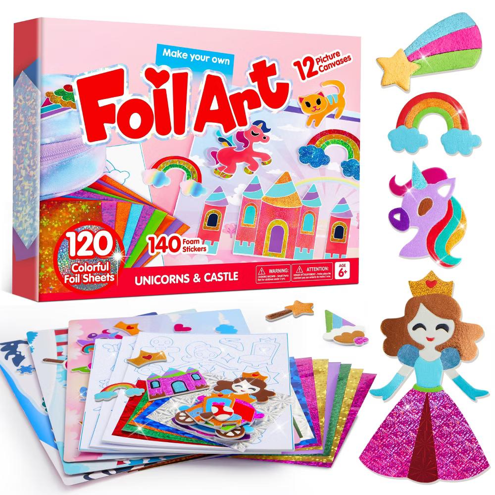 Unicorn Princess Foil Art Kit for Girls Age 4-8 Kid Arts Crafts Supplies Foil Foam Stickers Creative Toys Birthday Christmas Gifts School Prize - Image 7