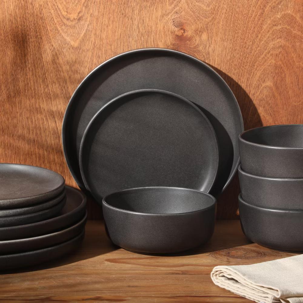 Pasco 12 Piece (Service for 4) Plates and Bowls Reactive Glaze Dishes Stoneware Ceramic Dinnerware Set - Image 10