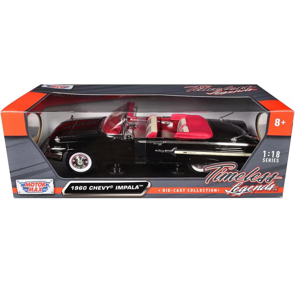 1960 Chevrolet Impala Convertible Black 1/18 Diecast Car Model - Image 3