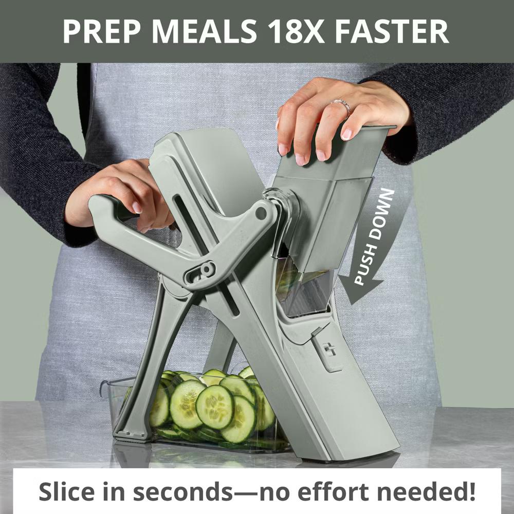 NutriSlicer Upright Mandoline Slicer – 5 Stainless Steel Blades, BPA-Free and Dishwasher Safe - Image 25