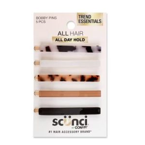 Fashion Acrylic Bobby Pins - Assorted Neutrals - All Hair - 5pcs: Hair Styling, Securing Hair