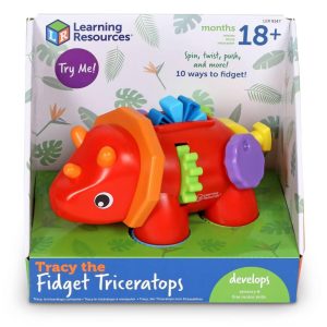 Tracy the Fidget Triceratops: Baby & Toddler Learning Toy for Fine Motor Skills
