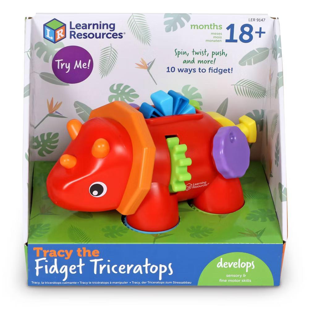 Tracy the Fidget Triceratops: Baby & Toddler Learning Toy for Fine Motor Skills