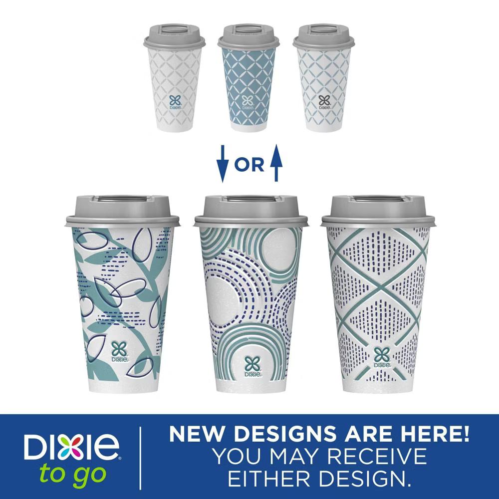 To Go Disposable Hot Cups & Lids - 18ct/16oz: Insulated paper, assorted pattern - Image 9