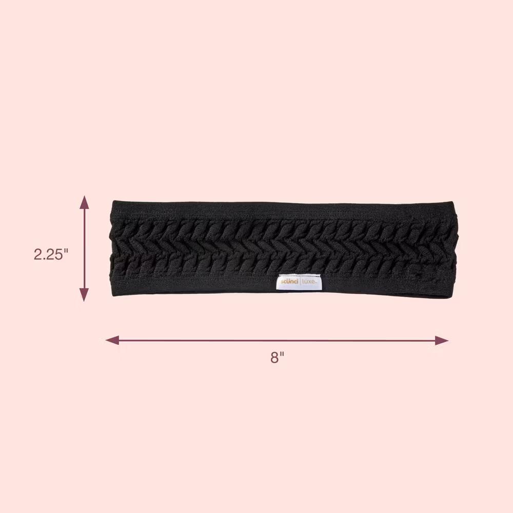 lüxe Soft Textured Hosiery Headwrap - Black: For All Hair Types, Nylon, One Piece - Image 5