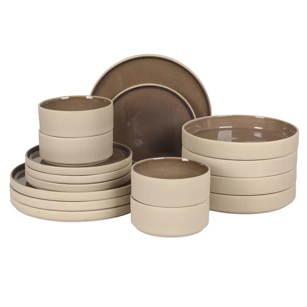 Liberty Bay 16-Piece Stoneware Dinnerware Set – Reactive Glaze, Stackable Plates & Bowls, Service for 4 - Image 17