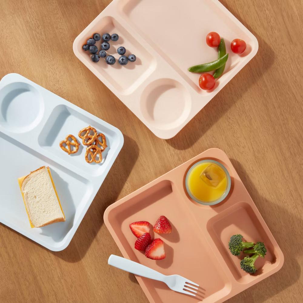 Kids' 6pc 9.5" Plastic Square Divided Plate - Microwave & Dishwasher-Safe, Ages 3+ - Image 3