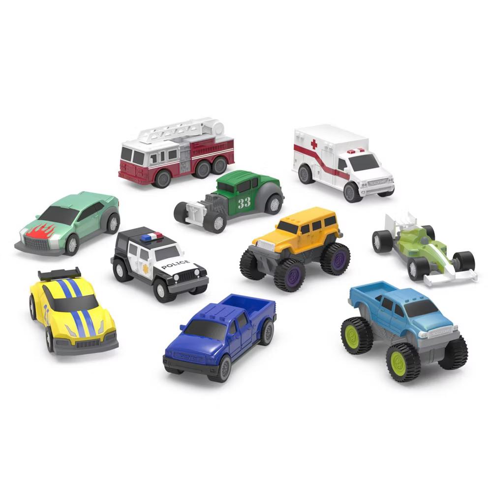by Carrier Truck with 10 Pocket Size Cars Toy Semi Truck 13pc Playset - Image 3