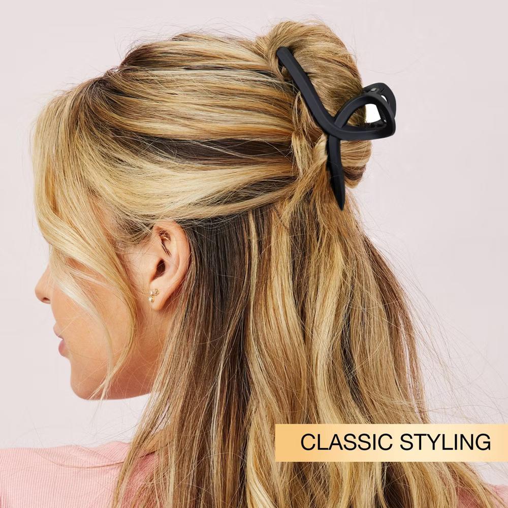 Assorted Styles Claw Clips - Matte Black - All Hair - 3pcs - Image 2