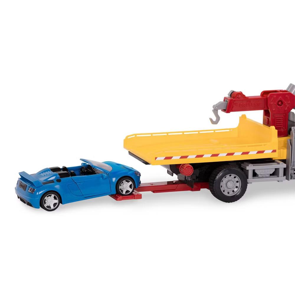 by Large Toy Tow Truck with Car and Crane Arm