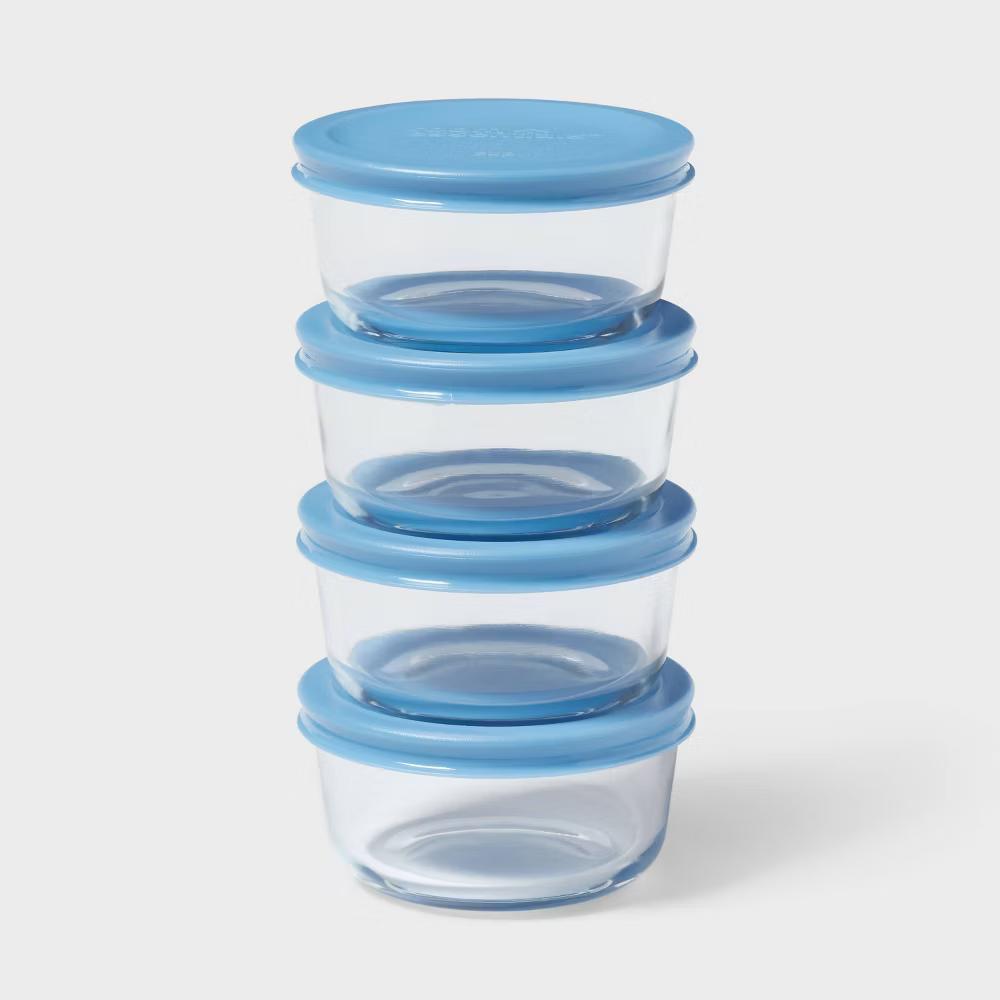 8pc (Set of 4) Round Glass Food Storage Container Set - Image 8