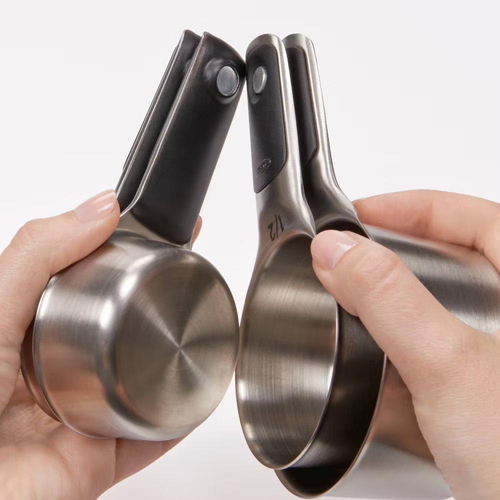 4pc Stainless Steel Magnetic Measuring Cups Set Black: Nesting Design, Dishwasher-Safe, Includes 1 Cup to 1/4 Cup - Image 4