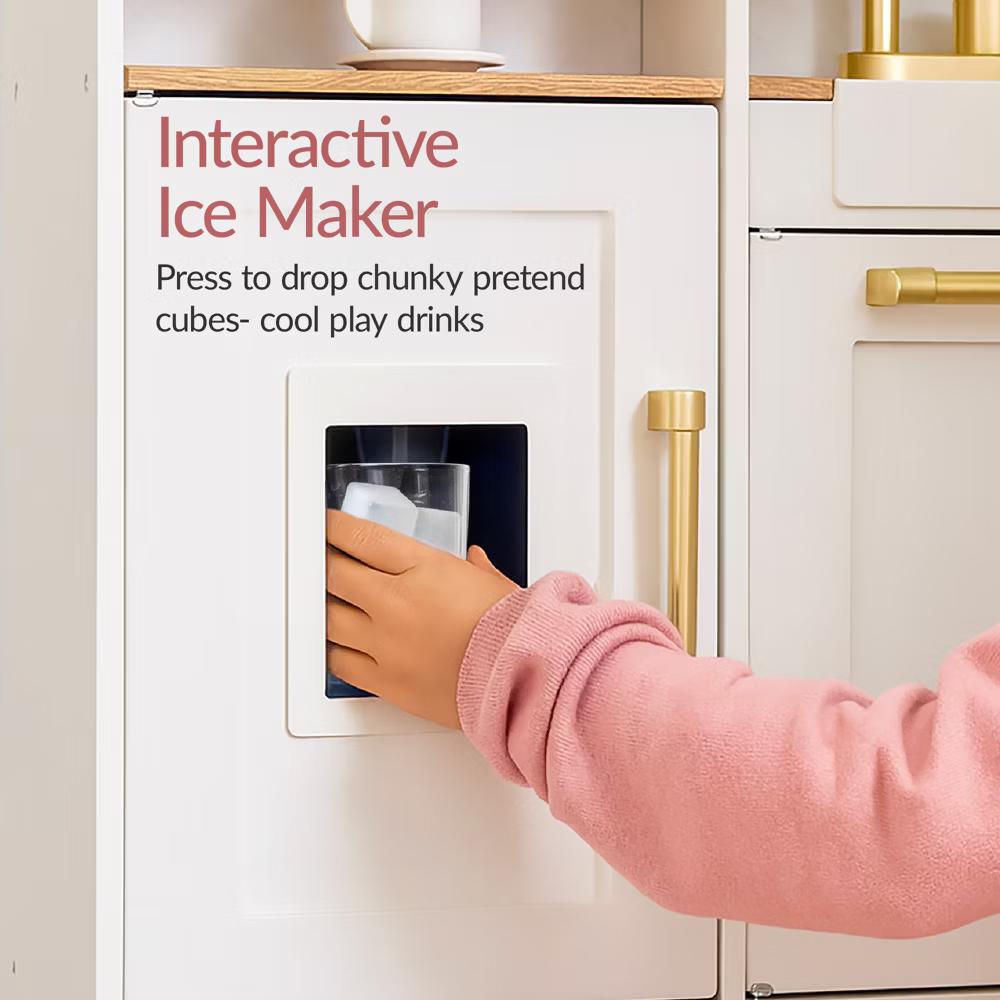 Wooden Toddler Kitchen Playset with Espresso Machine, Toy Storage and 17 Accessories - Pink - Image 25