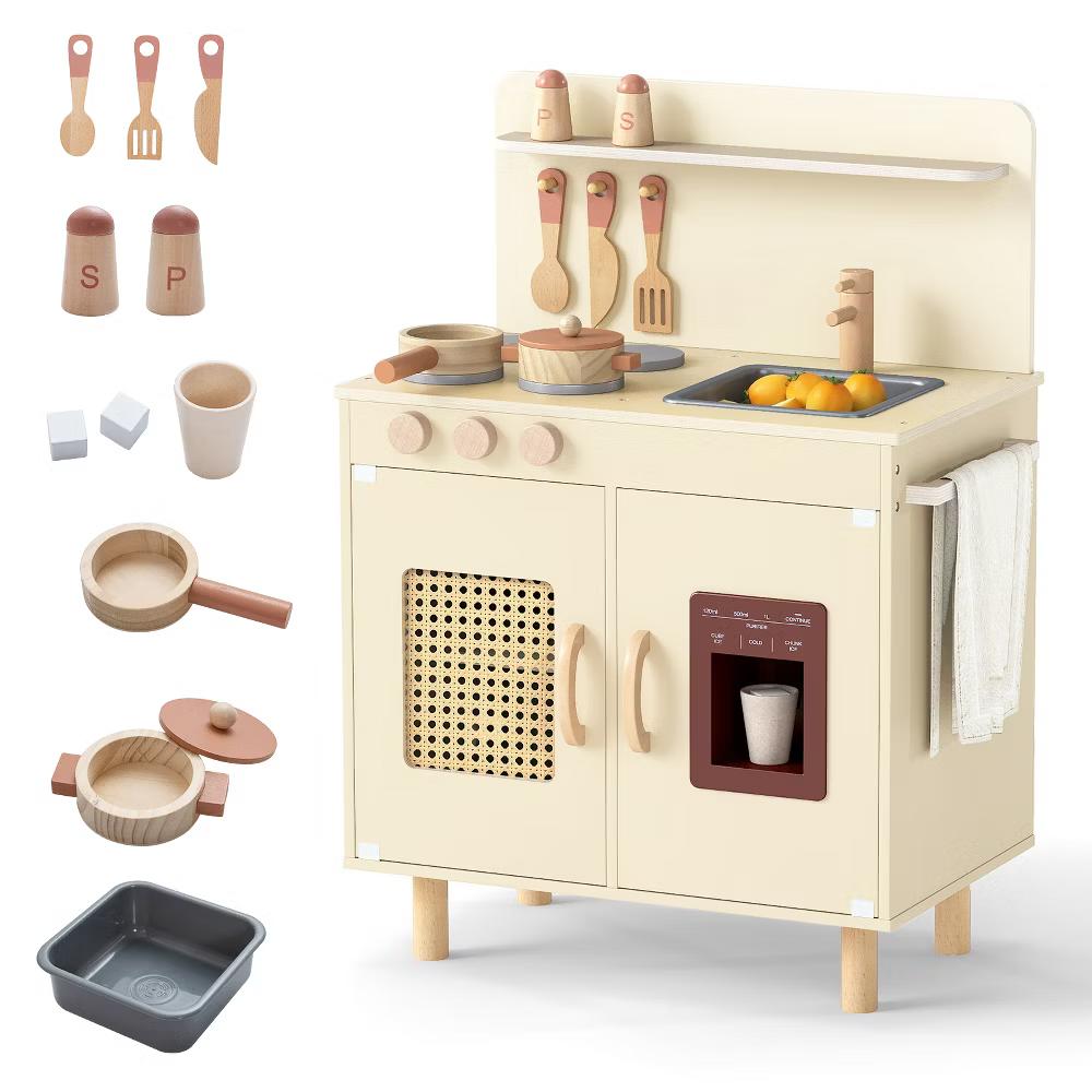 Play Kitchen w/Realistic Ice Maker Stove Accessories & Water Sink Storage - Image 19