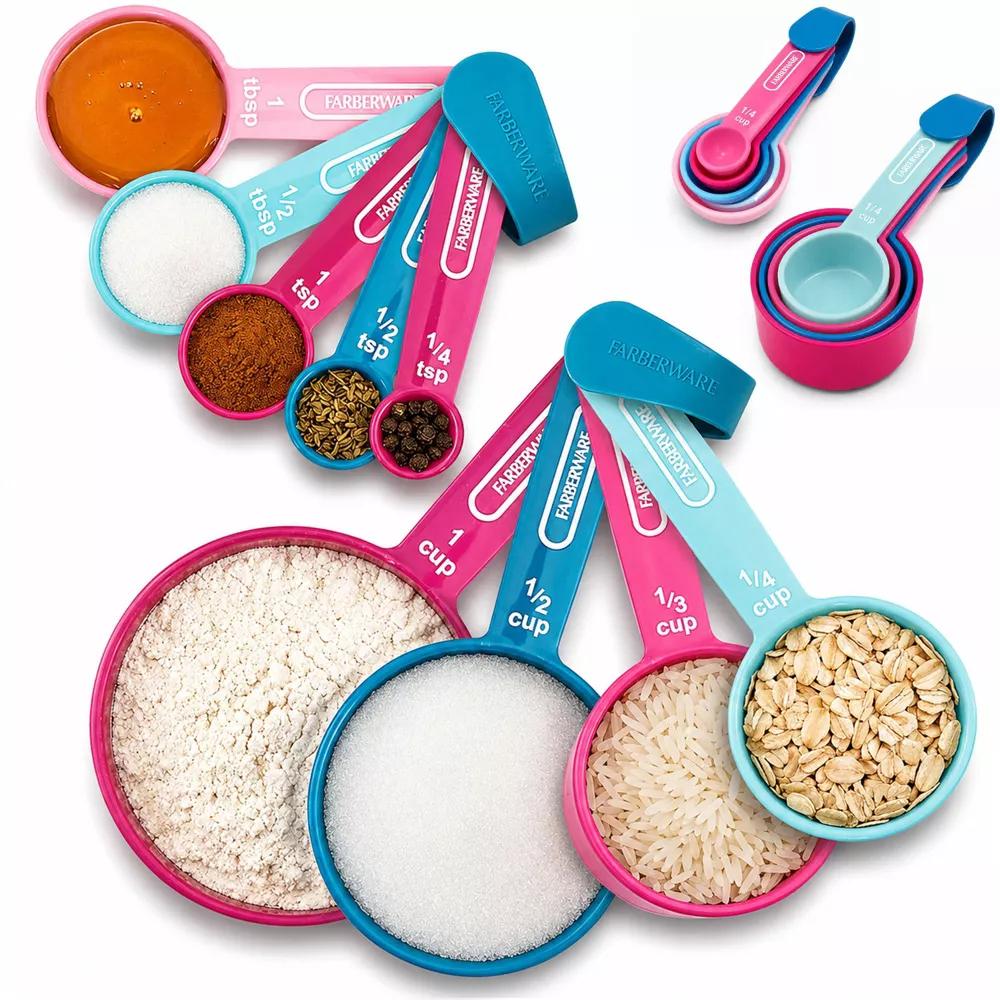 Farberware Kitchen Basics Measuring Cup & Spoon Set, 9-Piece Colorful Nesting Design with Easy-to-Read Markings - Dishwasher Safe, Plastic - Image 17