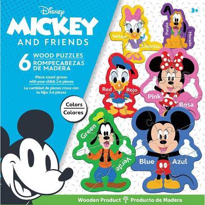 Educational Puzzles - 6-Pack Mini Shaped Wood Jigsaw Puzzles, Mickey Mouse & Friends