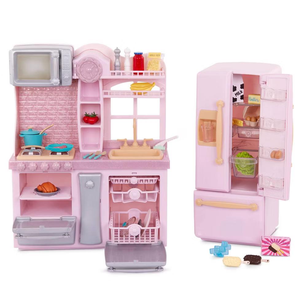 Light-Pink Gourmet Kitchen & Play Food Accessory Set for 18" Dolls