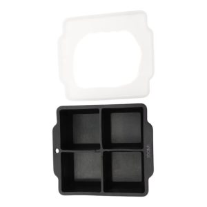 4-Cavity Square Ice Tray with Clear Lid Hand Wash Only Silicone 4.72"x4.33"x2.17" 1 Pc