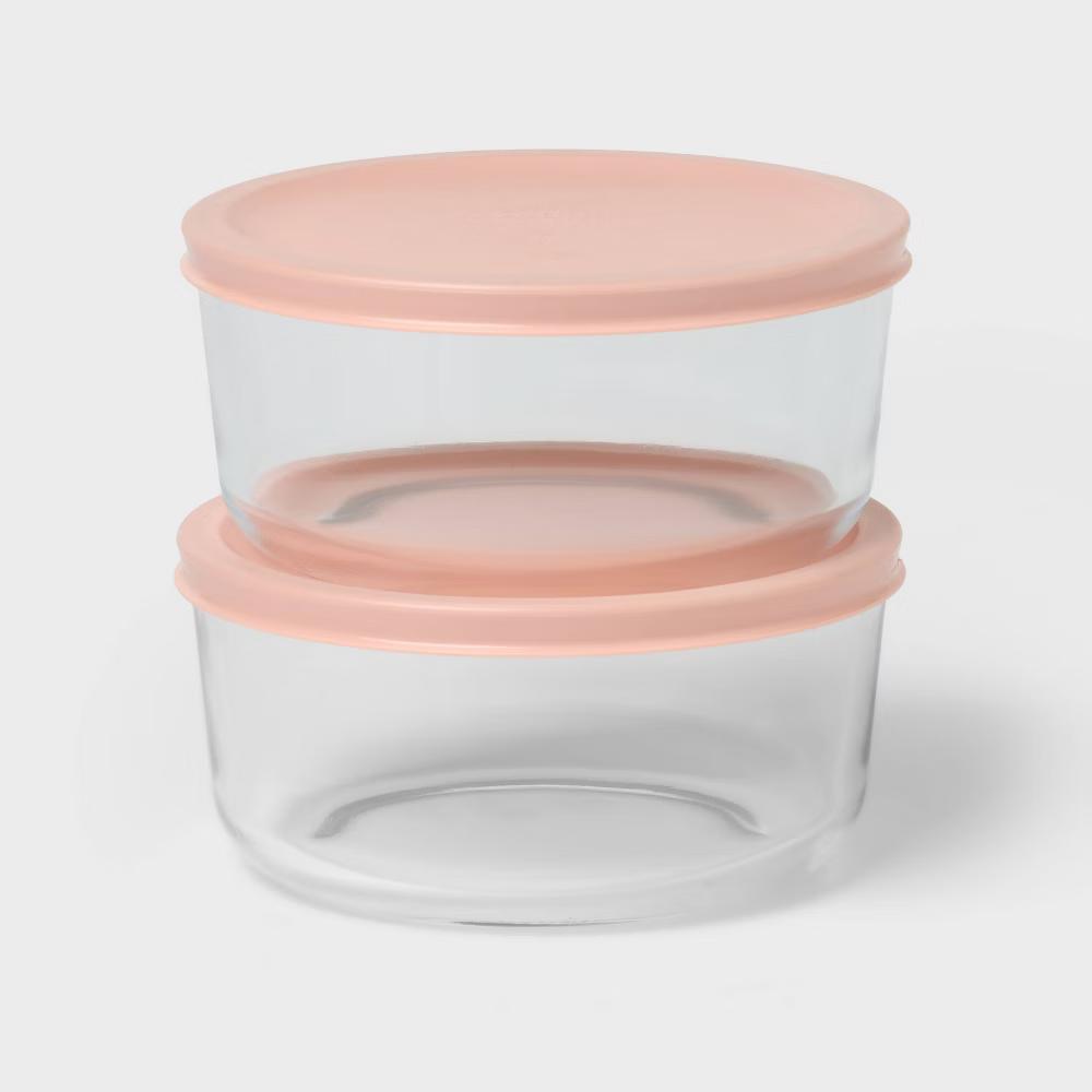 4pc (Set of 2) Round Glass Food Storage Container Set - Image 6