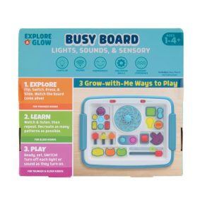 Explore & Glow Busy Board – Interactive Toddler Activity Board with Lights, Sounds, Switches and 3 Play Modes, Ages 1-4+