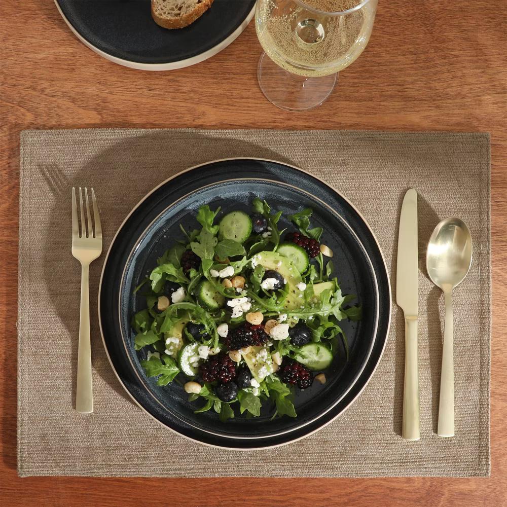 Liberty Bay 16-Piece Stoneware Dinnerware Set – Reactive Glaze, Stackable Plates & Bowls, Service for 4