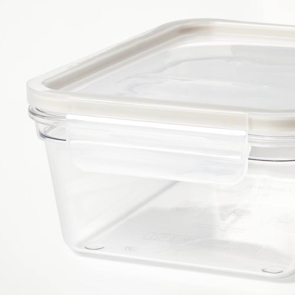 4pc (set of 2) 5.5 Cup Tritan Plastic Rectangle Food Storage Container Set Clear - Stackable Design - Image 4