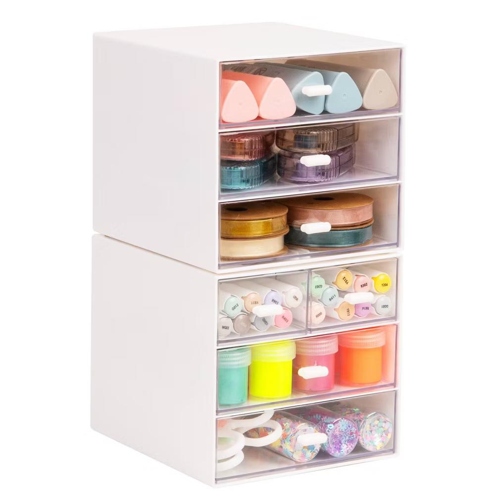 6 Drawer Plastic Desk Organization Set White - Image 2