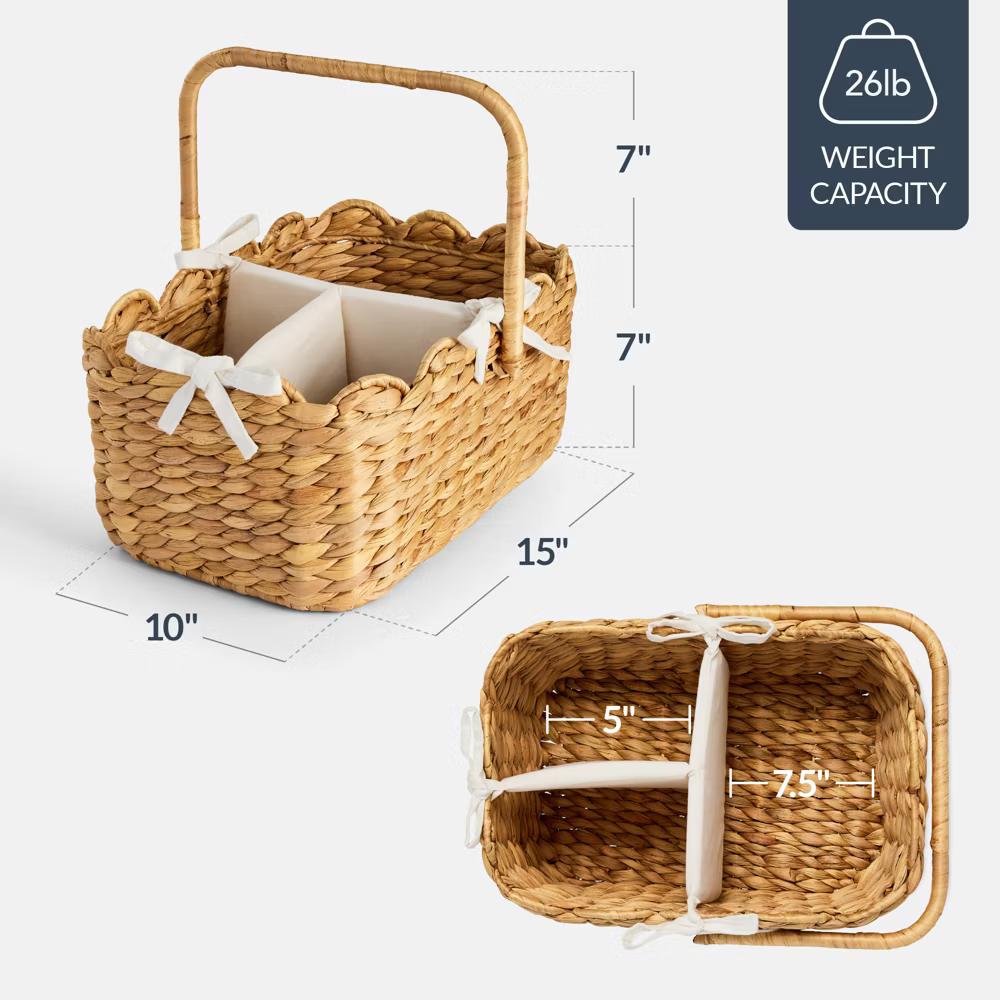 Diaper Caddy Organizer for Baby, Large Portable Nursery Organizer w/ Divider & Handles - Natural - Image 14