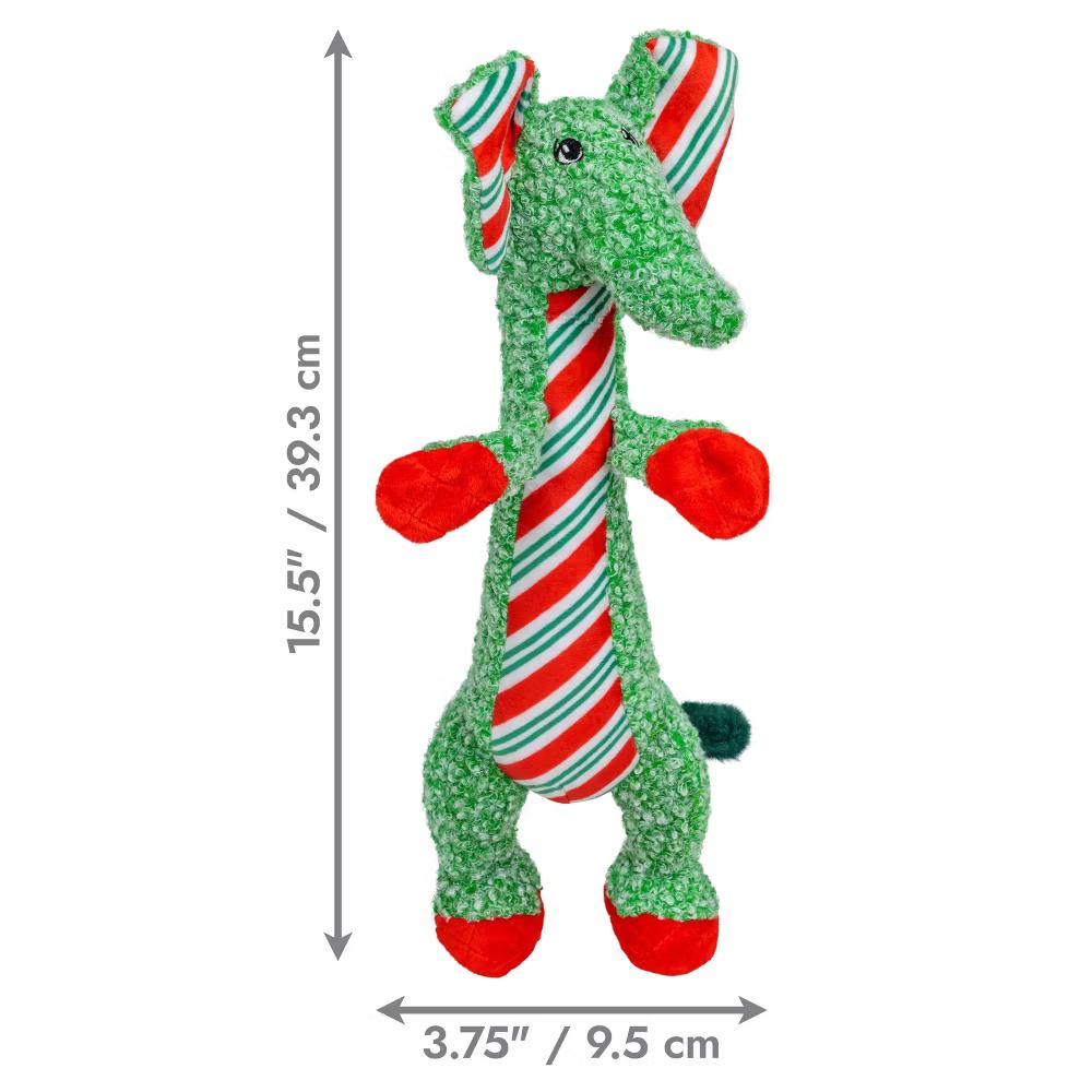 KONG Holiday Shakers Luvs Elephant Animal Dog Toy - Green - Image 2