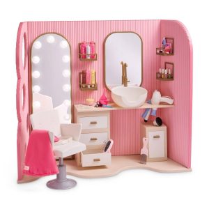 Style & Shine Light-Up Hair Salon Playset & Accessories for 18" Dolls