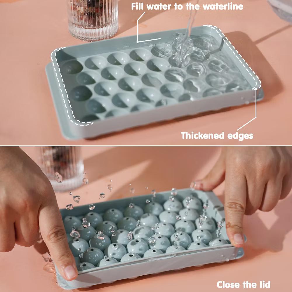 0.8 Inch Round Ice Cube Tray with Lid & Storage Bin, Small Sphere Ice Ball Molds for Freezer, Reusable Ice Maker Tray for Whiskey, Cocktails & Drinks - Image 7
