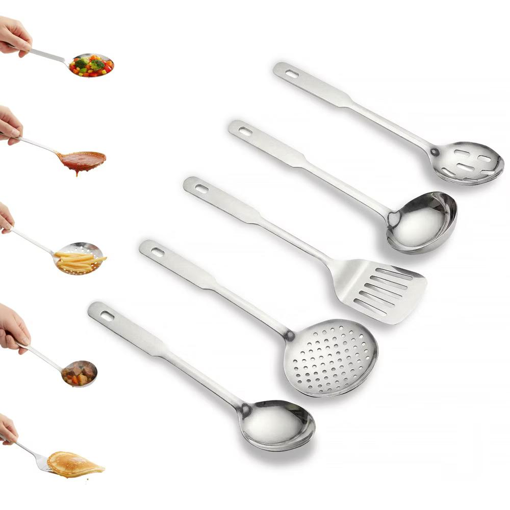 Amco 5-Piece Stainless Steel Cooking Utensil Set, Copper Finish, Includes Kitchen Ladle, Slotted Turner, Skimmer, Solid Spoons, 14" with Hanging Holes - Image 10