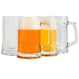 Kook Glass Mugs, 12.7 oz, Clear, Set of 4