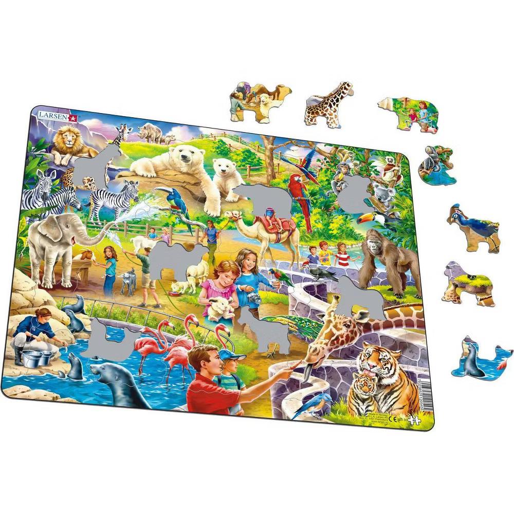Larsen Zoo Animals Kids' Jigsaw Puzzle - 46pc: Educational Memory Skills, Shapes, Science Learning - Image 2