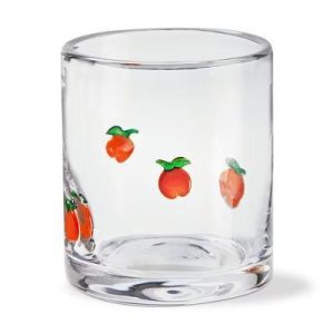 Peach Double Old Fashioned Glasses - 16oz Drinkware for Everyday Use - Hand Wash - 3.5" x 3.5" x 3.75"